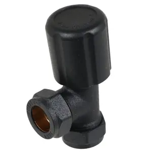 Tower Thermostatic Radiator Valve with Lockshield Black 10 - 15mm Liquid Sensor