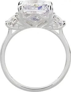 Revere Sterling Silver Cushion Cubic Zirconia Trilogy Ring N