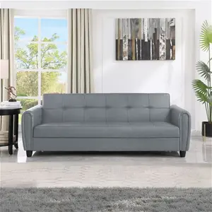 Zinc Grey Leather 3 Seater Sofa Bed | Make It Homely