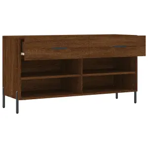 Berkfield Shoe Bench Brown Oak 102x35x55 cm Engineered Wood