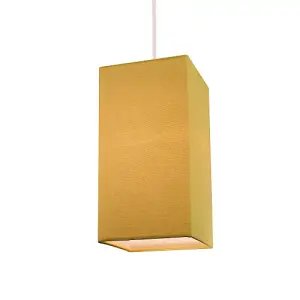 Contemporary and Stylish Ochre Linen Fabric Tall Rectangular 25cm Lampshade