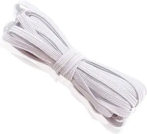 12mm Wide Flat Elastic Band, Stretchable Elastic Cord Flat Tape, White - 25 metres