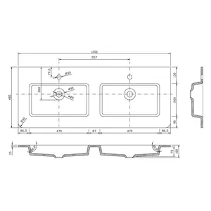 Stanhope 1200mm Double Bathroom Vanity with Integrated Glass Basin Blue