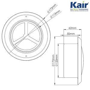 Kair Ceiling Valve 125mm - 5 inch Stainless Steel Adjustable Supply and Extract Vent