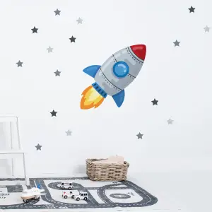 Space Rocket & Stars Wall Sticker