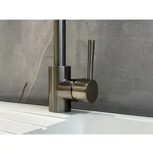 Liquida LS04BN Monobloc Swan Neck Single Lever Brushed Nickel Kitchen Mixer Tap