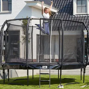 12ft Salta Black Round First Class Edition Trampoline with Enclosure