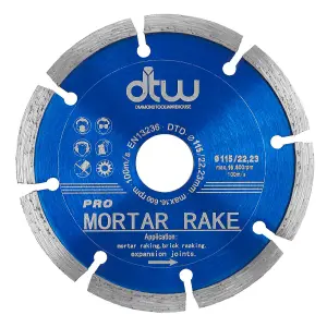 DTW Pro Diamond Mortar Rake Blade 115mm/4.5 x 22.23mm