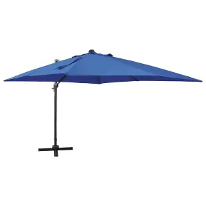 Berkfield Cantilever Umbrella with Pole and LED Lights Azure Blue 300 cm