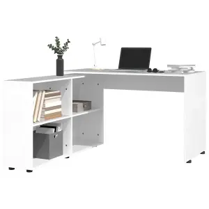 Berkfield Corner Desk High Gloss White Engineered Wood