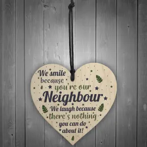 Red Ocean Funny Neighbour Gifts Friendship Handmade Wooden Hanging Heart Sign Plaque Thank You Home Gifts