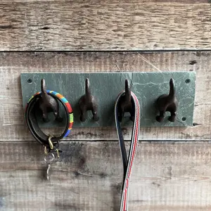 Cast Iron and Slate Dog Tail Wall Hooks