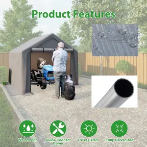 Birchtree 8X8FT Garden Waterproof Anti-UV Storage Tent Bike Shed Steel Frame Zipper Door