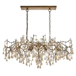 Luminosa Rimini Pendant Ceiling Light Aged Gold Paint, Champagne Lustre Glass