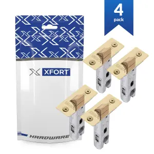 XFORT 4 Pack 75mm Polished Brass Tubular Latch, Mortice Door Latch