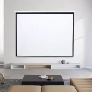 Portable Wall Ceiling Mount Projector Screen Manual Pull Down for Home Theater 60" 4:3