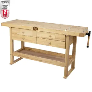 SIP Professional Hardwood 4-Drawer Workbench