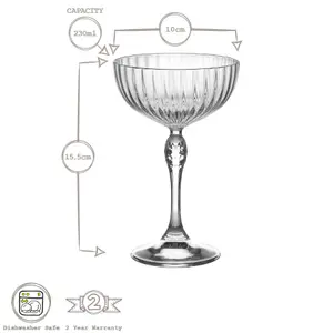 Bormioli Rocco - America '20s Champagne Cocktail Saucers - 230ml - Clear - Pack of 6