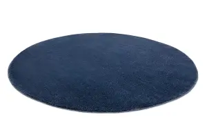 Modern washing carpet LINDO circle navy blue, anti-slip, shaggy circle 120 cm