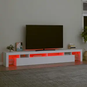 Berkfield TV Cabinet with LED Lights White 260x36.5x40 cm