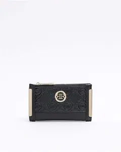 River Island Womens Black Embossed Monogram Mini Purse