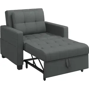 Yaheetech 3-in-1 Convertible Sleeper Sofa Bed Chair Dark Grey