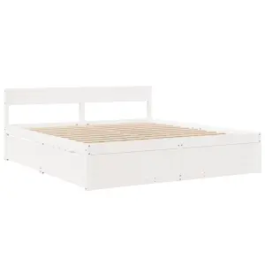 Berkfield Bed Frame without Mattress White 180x200 cm Super King Solid Wood Pine