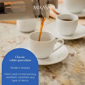 Mikasa Chalk Set of 2 Espresso Cups & Saucers