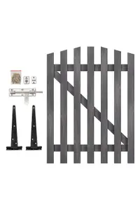 Durable Grey Wooden Picket Fence Gate Freestanding Garden Side Door W 90cm H 120cm