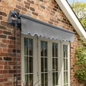 Primrose Awnings 2.5m x 2.0m Retractable Manual Standard Charcoal Frame Silver Awning Outdoor Patio Canopy