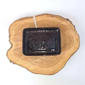 16cm Glazed Drip Tray - Rectangle - Black