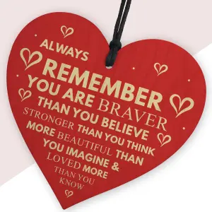 Red Ocean Handmade Wooden Heart Always Remember Loved More Than You Know Plaque Sign Gift for Your Best Friendship Friend