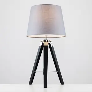 Bella Vista Wood Tripod Lamp Grey