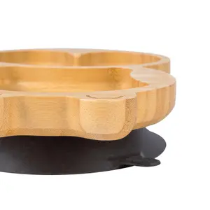 Tiny Dining - Children's Bamboo Suction Penguin Plate - Black