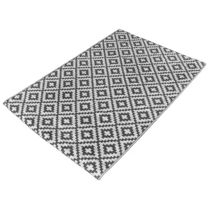 Outdoor Rug Garden Geometric Waterproof Area Mat, Grey White - 160 x 230cm