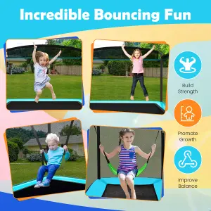 Costway 7FT 2-in-1 Kids Toddler Rectangle Trampoline  w/ Swing & Enclosure Safe Net