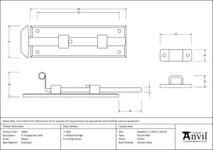 From The Anvil Pewter 6 Inch Straight Door Bolt