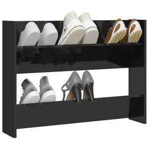 Berkfield Wall Shoe Cabinet High Gloss Black 80x18x60 cm Engineered Wood