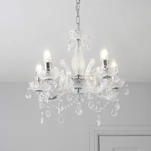 Matteo 5-Light Chrome Chandelier With Smoked Acrylic Shades - Energy Class A