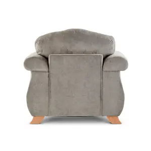 Fairhurst Soft Textured Scroll Arm Grey Fabric Armchair