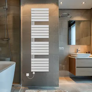 Rinse Bathrooms Touch Screen Thermostatic Electric Bathroom Flat Panel Heated Towel Rail Radiator with Timer 1800x500mm - Chrome