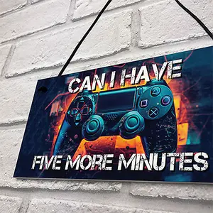 Red Ocean Neon Five More Minutes Hanging Gaming Sign For Boys Bedroom Sign Man Cave Sign Son Brother Dad Boys Gift