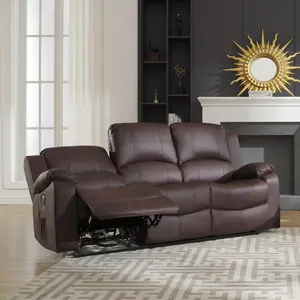 Glendale 201cm Wide 3 Seat Brown Bonded Leather Electrically Operated 3 Seat Recliner Sofa