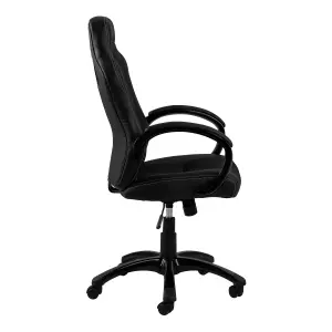 Race Gaming Chair in Black Supported by a 5-star Base in Black nylon