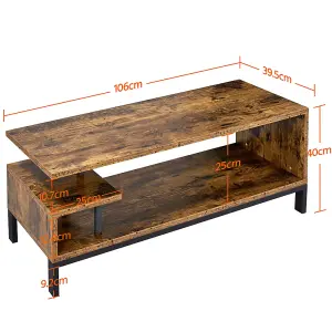 Yaheetech Rustic Brown Industrial TV Stand with Open Storage Shelf