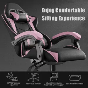 Ergonomic Gaming Chair,Soft PU Leather with Adjustable Reclining Back