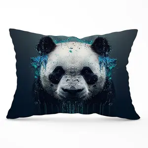 Panda Face Splashart Dark Background Cushions 33cm x 48cm