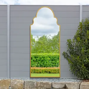 MirrorOutlet The Arcus Gold Arched Leaner Wall Garden Mirror 200 x 85CM