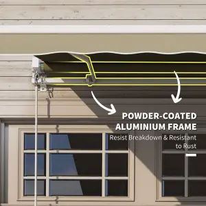 Outsunny 2.5m x 2m Garden Patio Manual Awning Canopy w/ Winding Handle Khaki