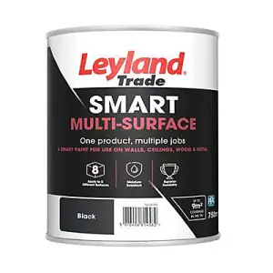 Leyland Trade Smart Black Mid sheen Multi-room Multi-surface paint, 750ml